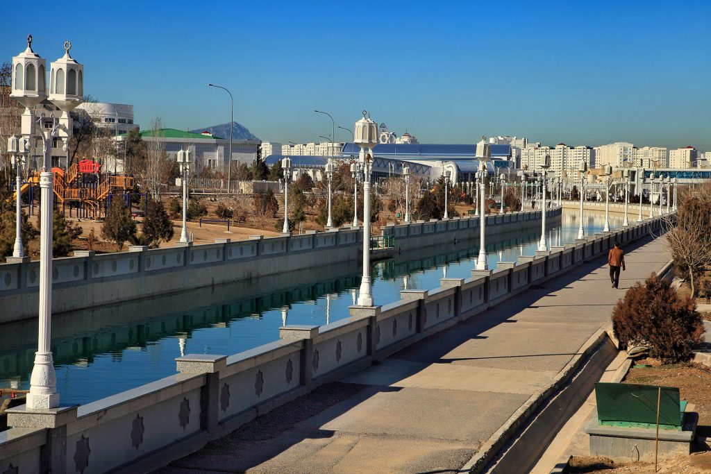 A canal in Ashgabat in Turkmenistan