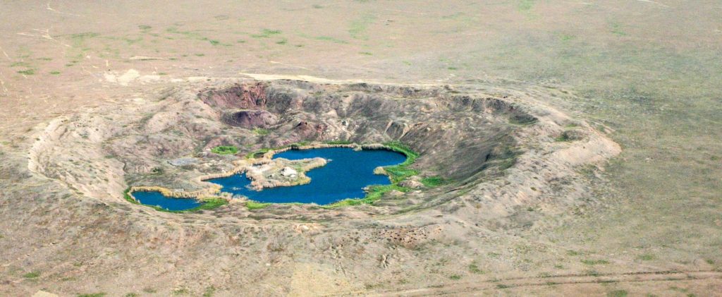 Crater from a nuclear test in Semipalatinsk Polygon Kazakhstan