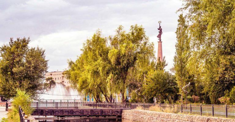 Park area in the center of Shymkent, Kazakhstan