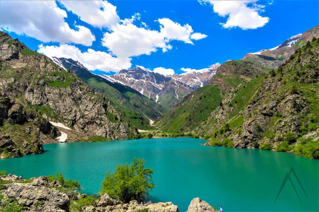 Urunganch lake surrounded by the Ugam Chatkal mountain in Uzbekistan near Tashkent