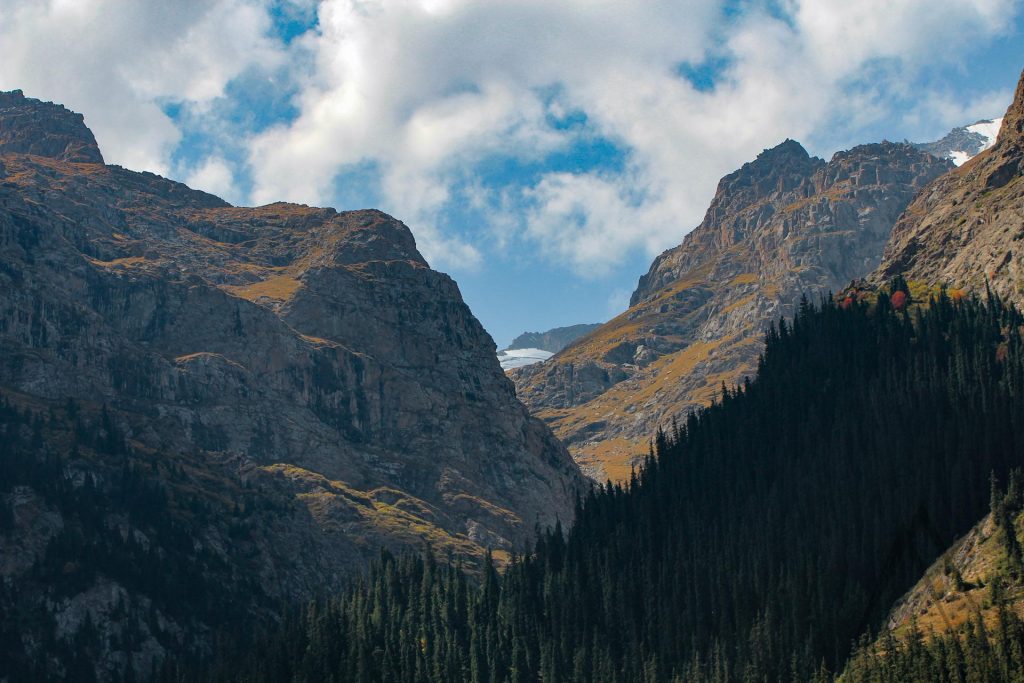 Snow or glacier in the Barskoon valley mountains