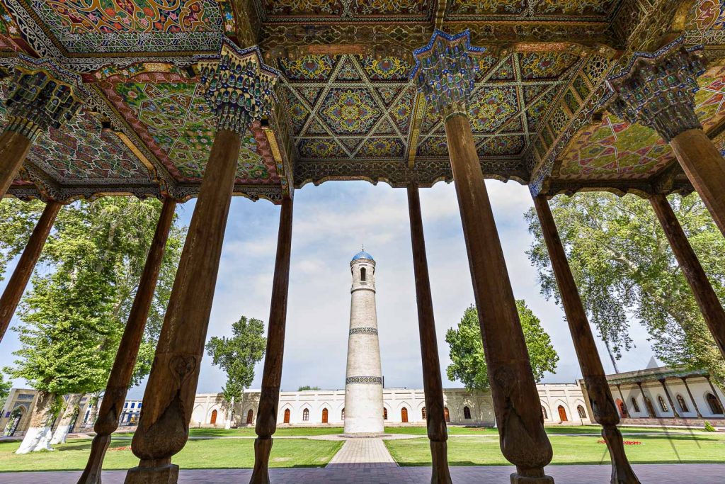 Wooden Tajik or Uzbek style pillars at the Kokand Friday mosque