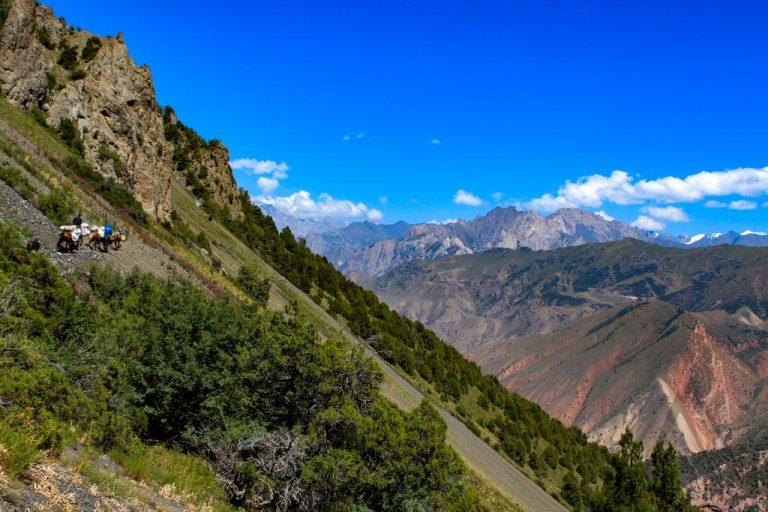 A very steep mountain path in Alay Valley Kyrgyzstan