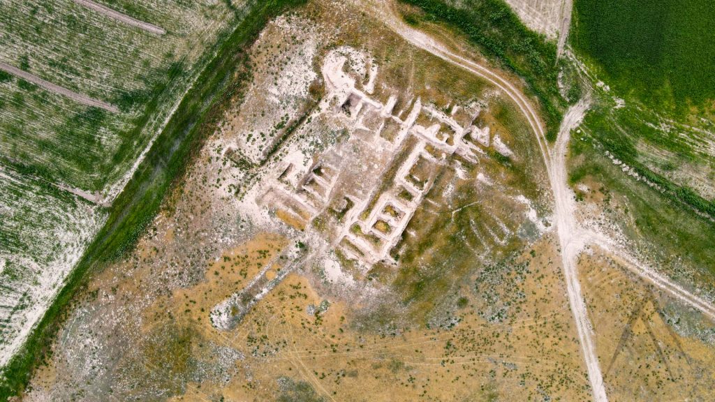 Suyab ancient city ruins near Bishkek in Chui Valley, Kyrgyzstan