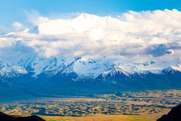 View of Lenin Peak, Pamir Mountains, Kyrgyzstan, Central Asia