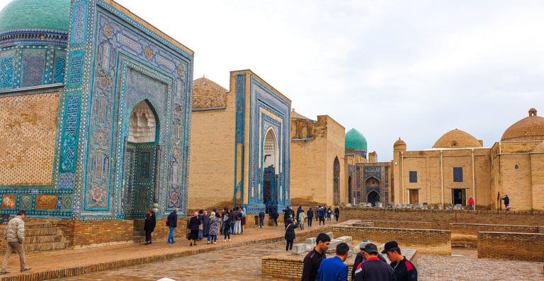 shah-i-zinda necropolis in samarkand uzbekistan