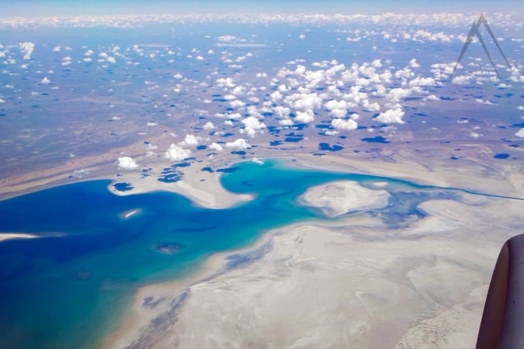 Aral sea from airplane