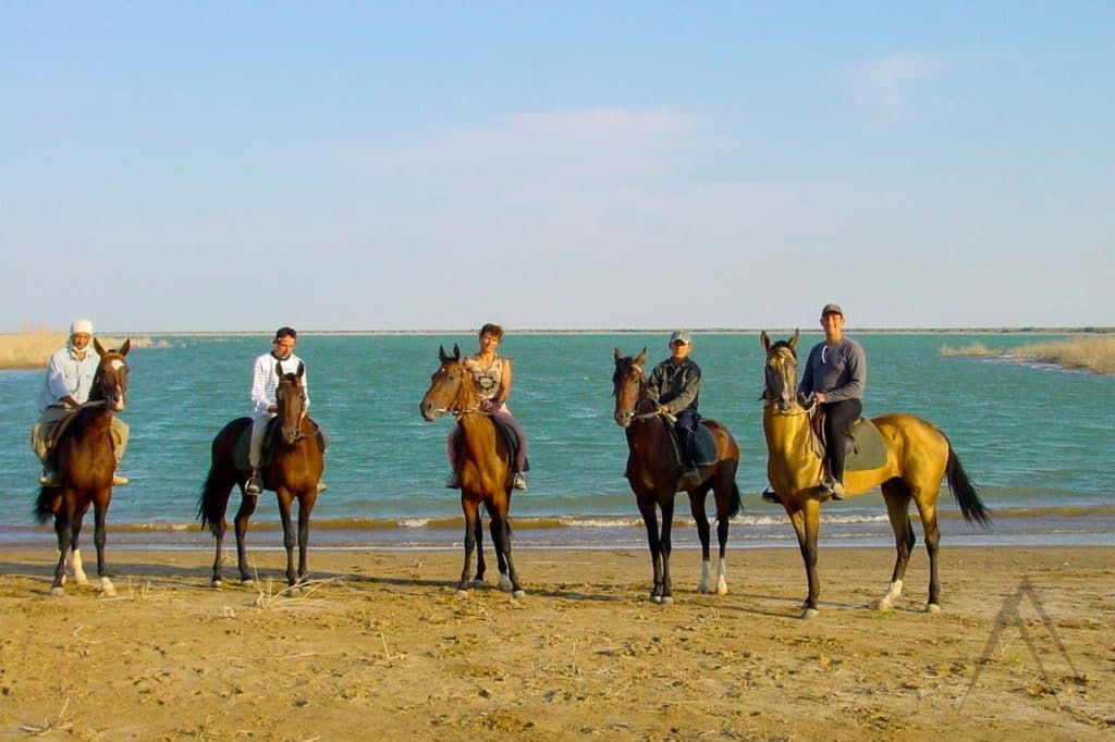 Gok Depe lake with Akhal Teke horses