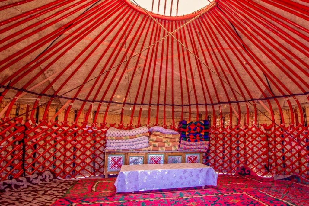 Kyrgyz dowry in a yurt