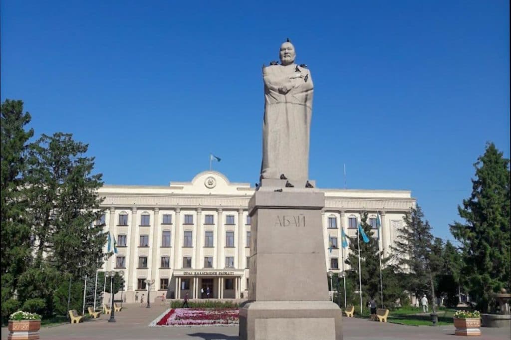 Statue at the regional center of Uralsk