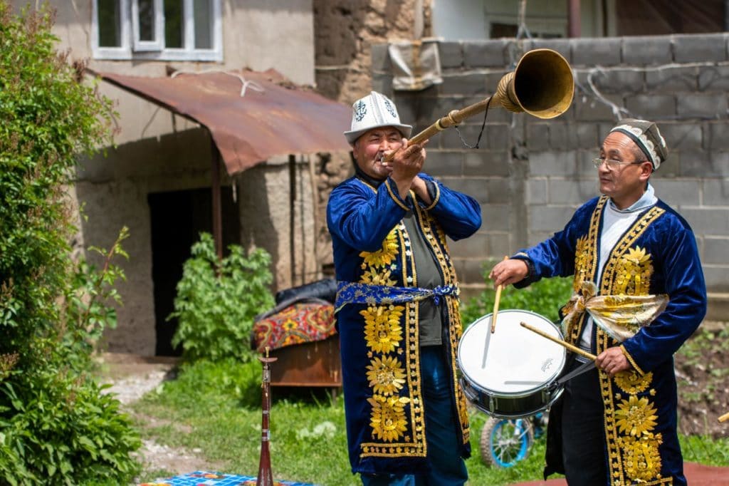 Arslanbob locals playing traditional music