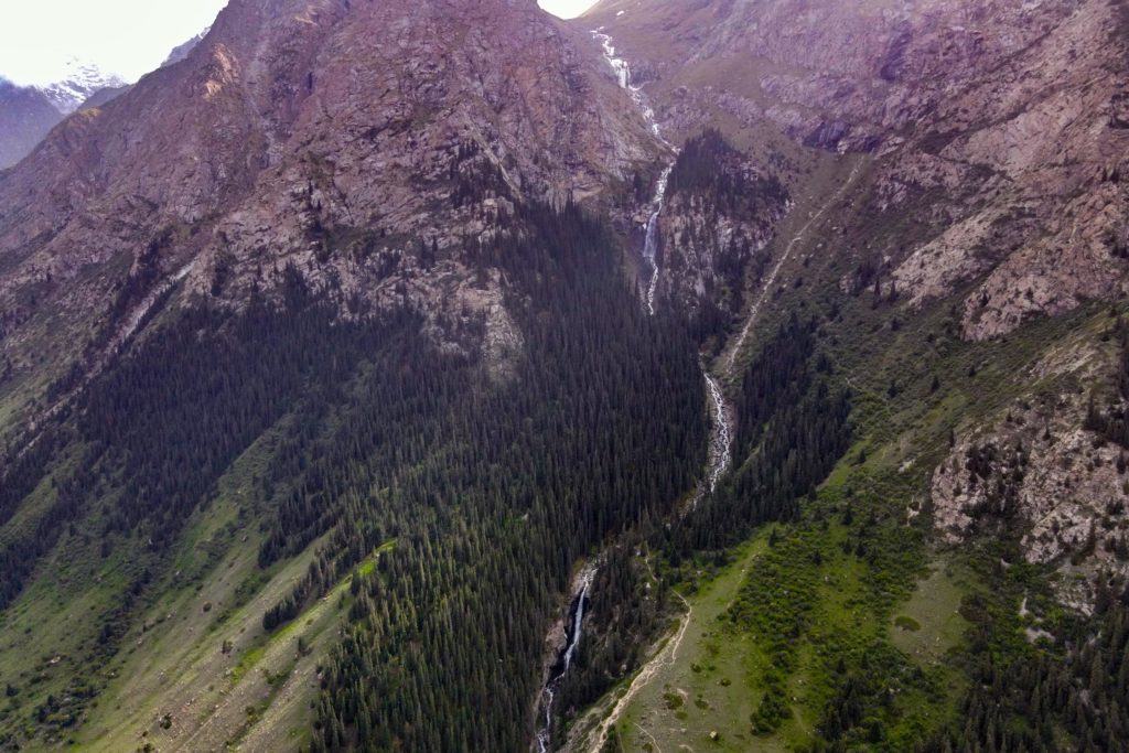 All three waterfalls of Barskoon Valley