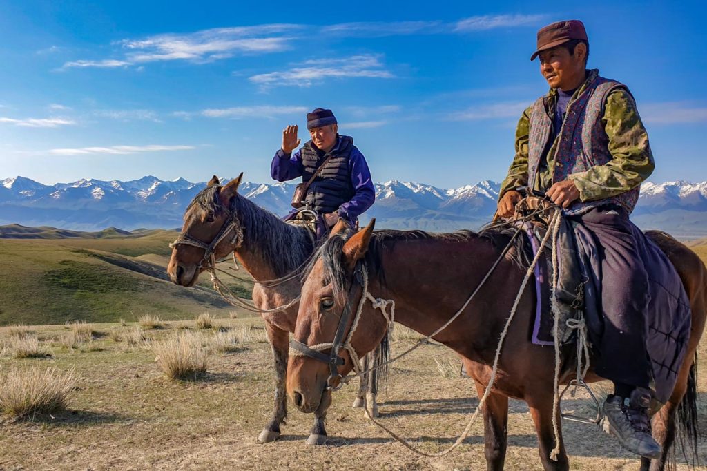 Shepherds riding in Naryn region