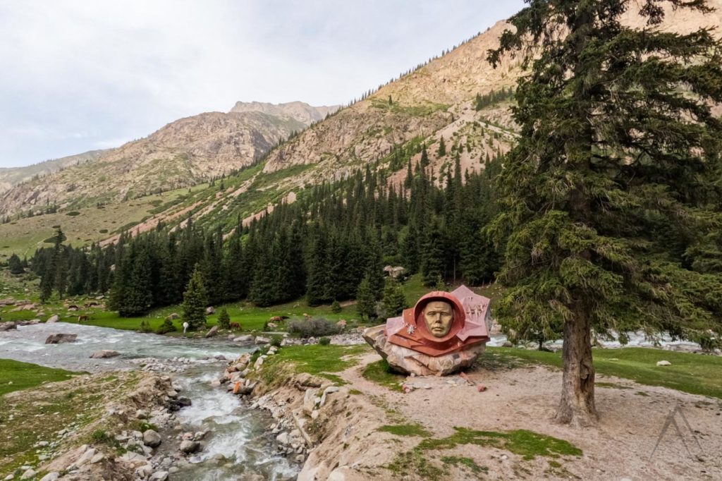 Yuri Gagarin monument in Barskoon valley