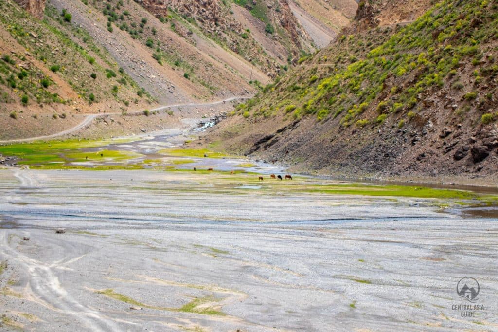 The river between Tajikistan Seven lakes