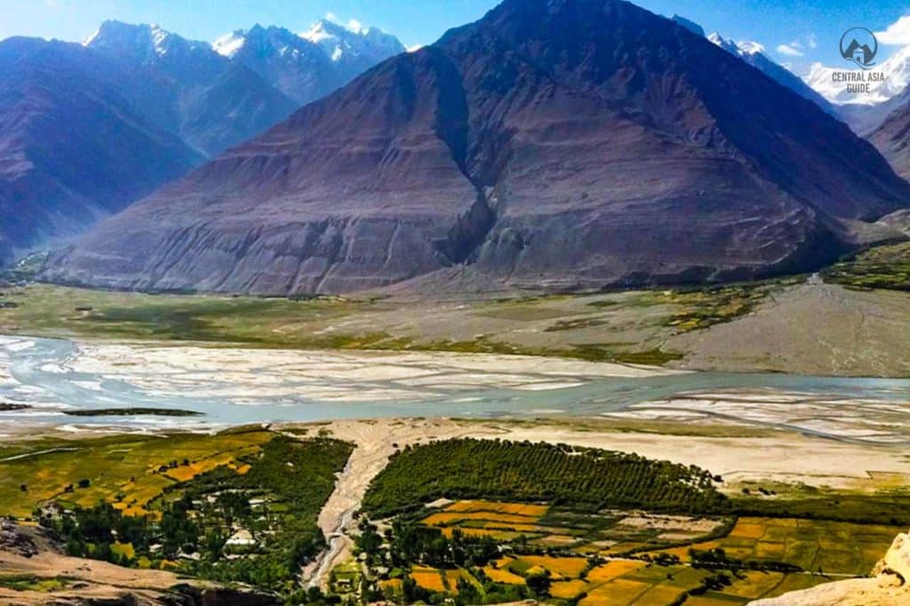 view from yamchun forttress in pamir. Pamir without kyrgyzstan tour