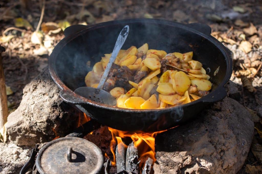 Preparing of Kuurdak in Arslanbob forest