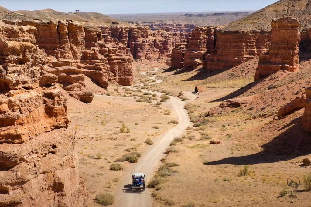 Car driving in Charyn Canyon
