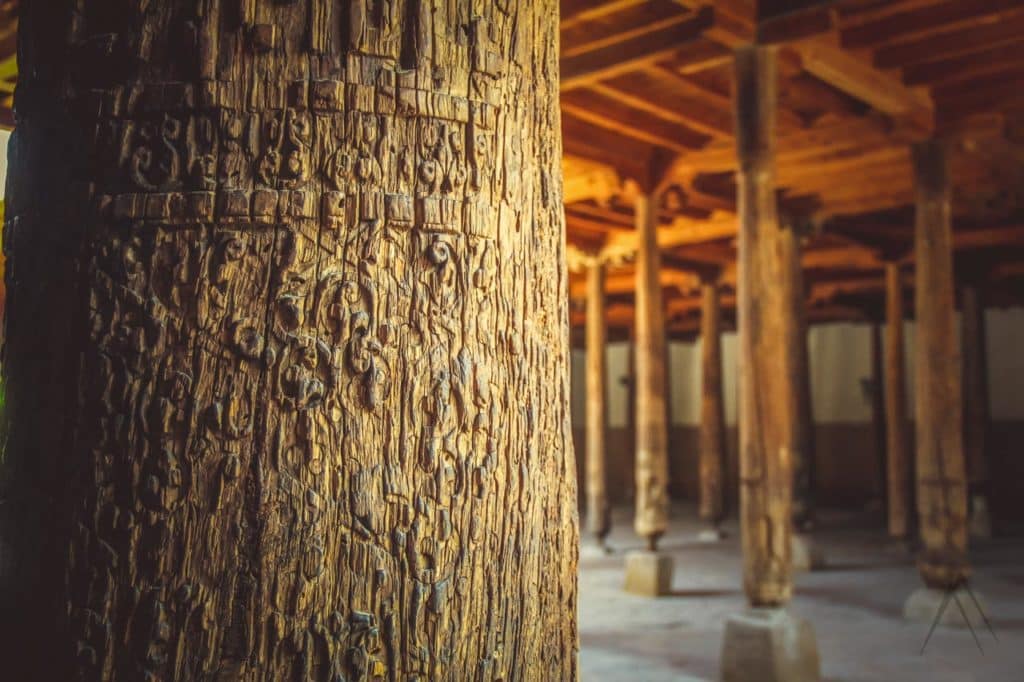 Khiva Friday mosque wooden column with decoration