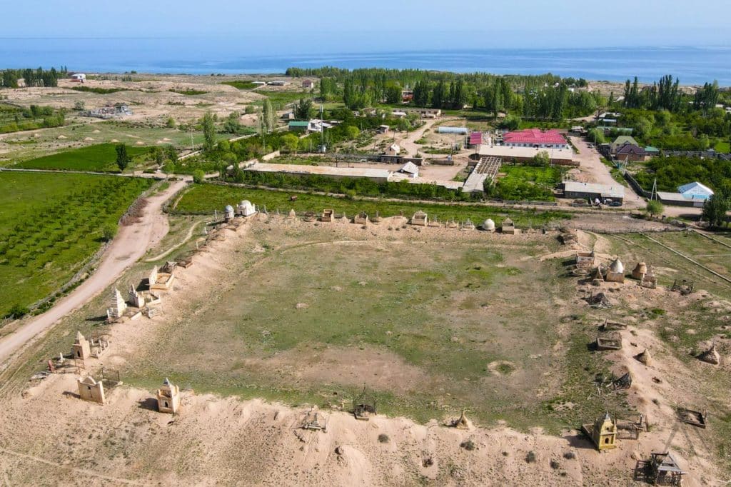 Tosor UNESCO tentative list ruins near Issyk Kul, Central Asia, Kyrgyzstan