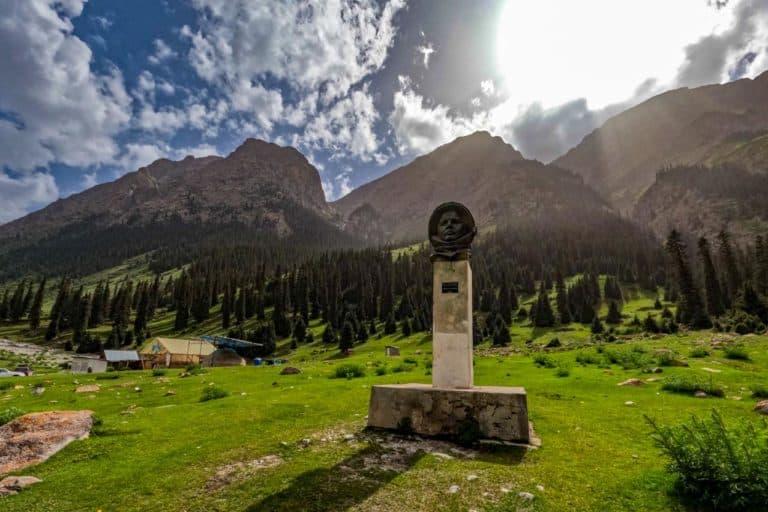 Yuri Gagarin monument in Barskoon Valley, Issyk Kul
