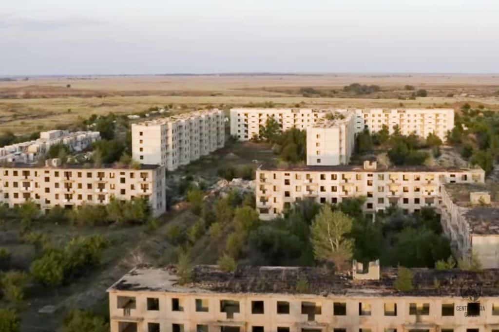 Chagan Ghost Town is located within the Semipalatinsk nuclear test site
