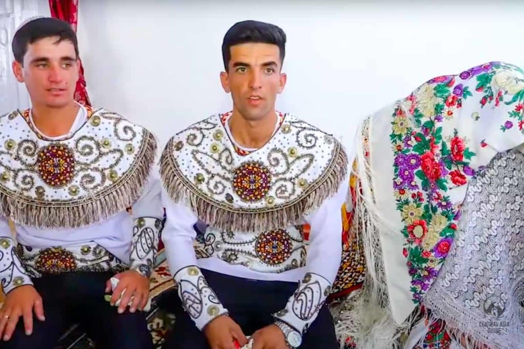 turkmen wedding bride, groom and grooms best friend
