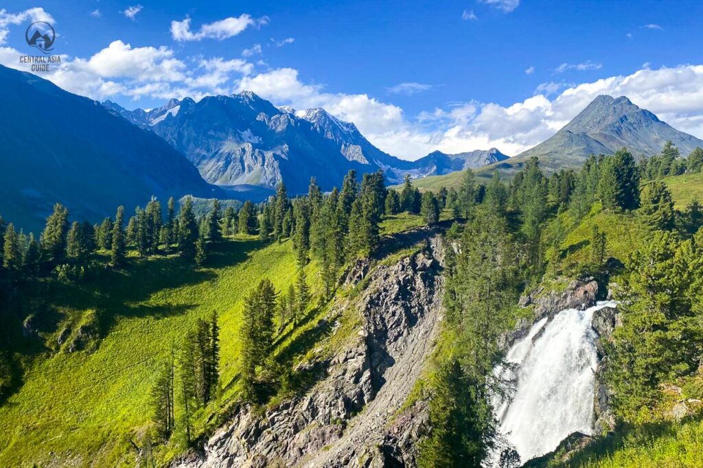 Kok Kol waterfall in Altai, Kazakhstan