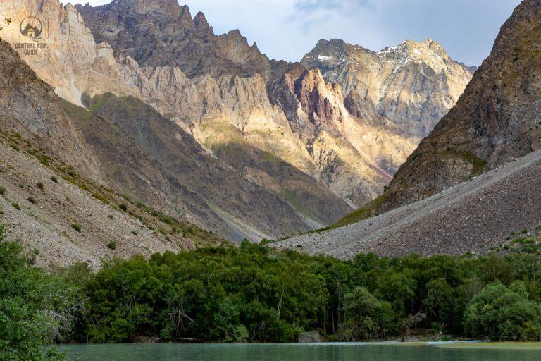 Mountain lake in Pamir, near the village of Jizev