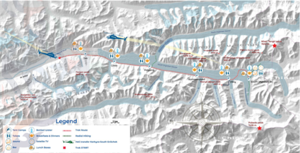 Khan Tengri Trekking tour route