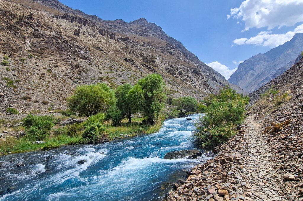 Trekking route in Jizev valley, Bartang, Pamir