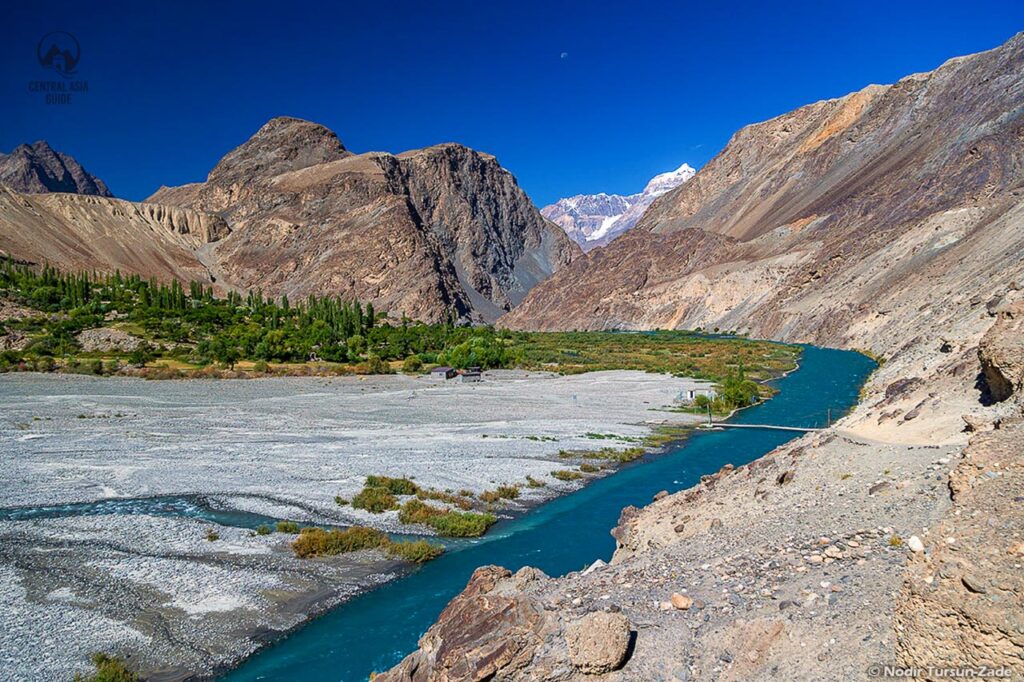 Beautiful view of a village in Bartang Valley, Pamir, Tajikistan