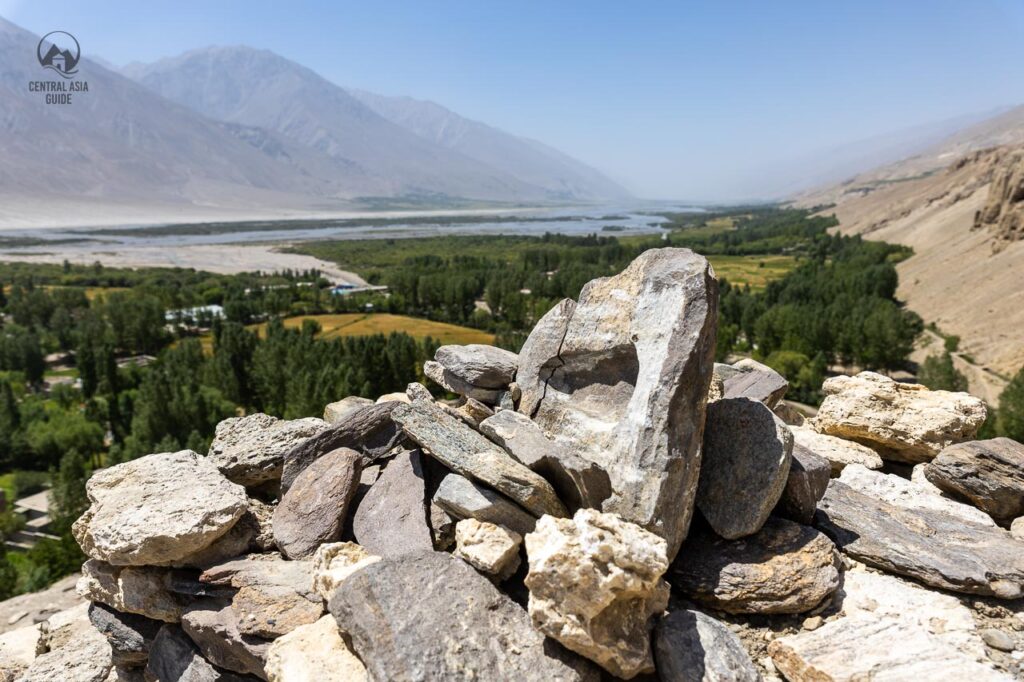 A shrine on top of a buddhist stupa in Pamir Wakhan Valley