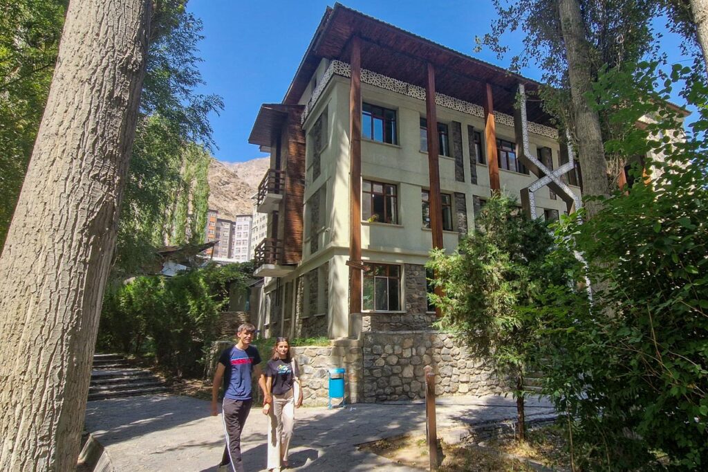 Former PECTA tourist service building in Khorog serves now as a place for souvenir shops