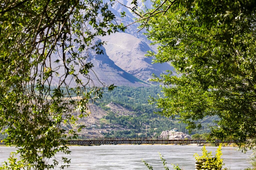 A bridge between Afghanistan and Pamir in Khorog passing the Panj river