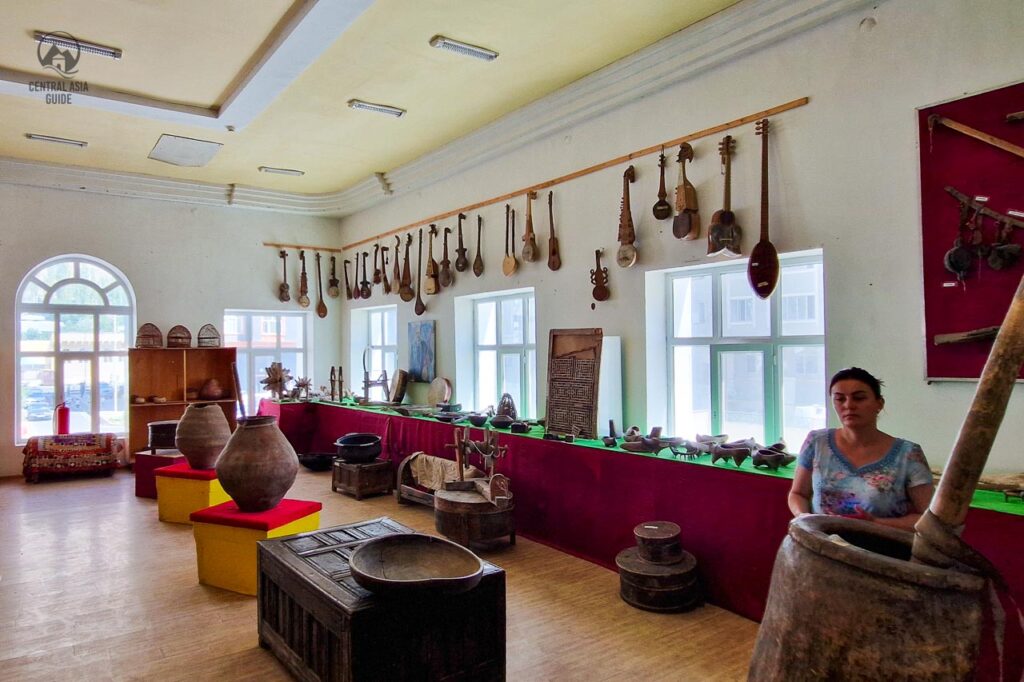 Khorog museum main hall with instruments