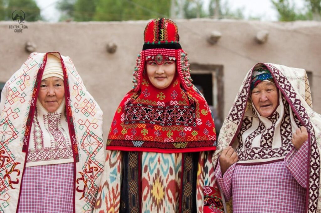 Traditional colorful Karakalpak clothing