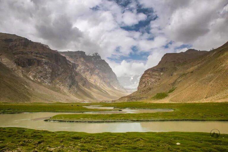 Hiking and trekking route to Engels peak in Pamir