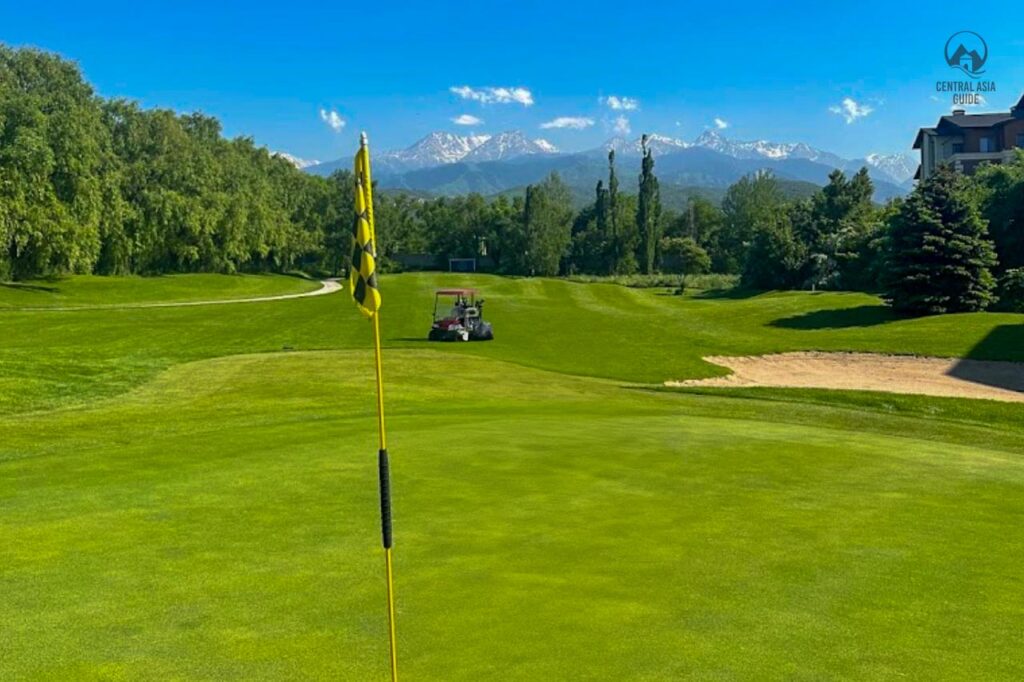 Nurtau Golf club in Almaty with Tien Shan mountain view