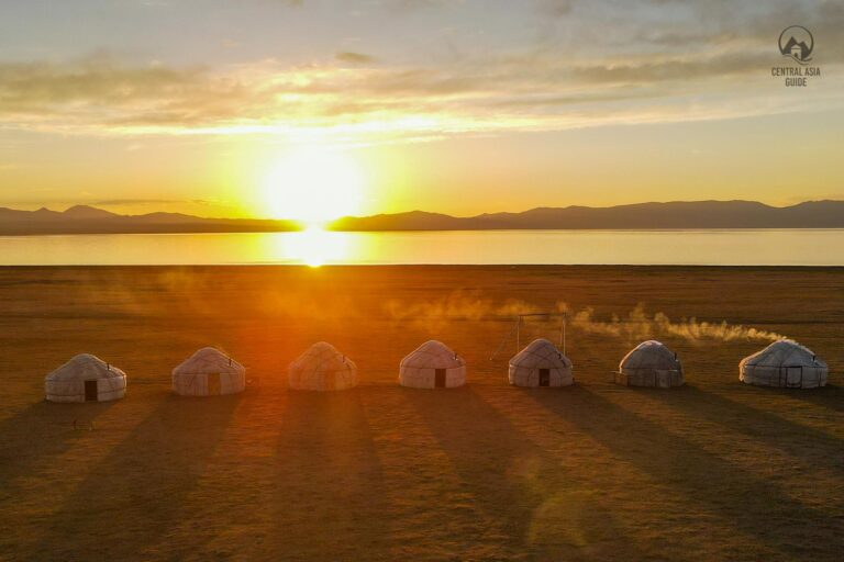 Central Asia Tours Song Kul sunset with yurts