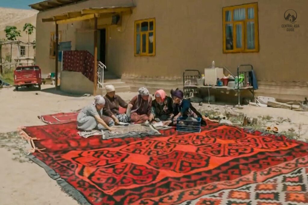 Leilek carpet in Batken, Kyrgyzstan