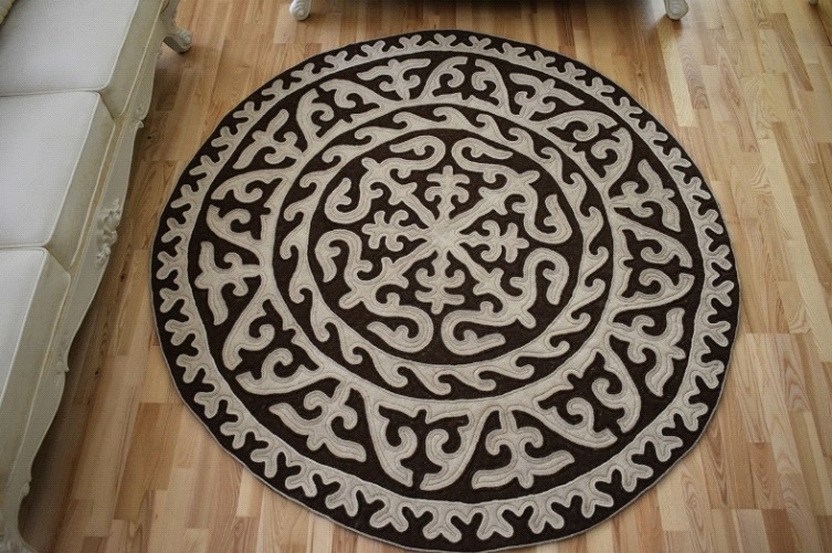 A modern round shyrdak carpet from Kyrgyzstan