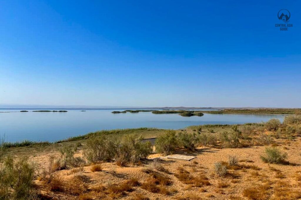 Salty lake in Kyzyl Kum desert, Uzbekistan