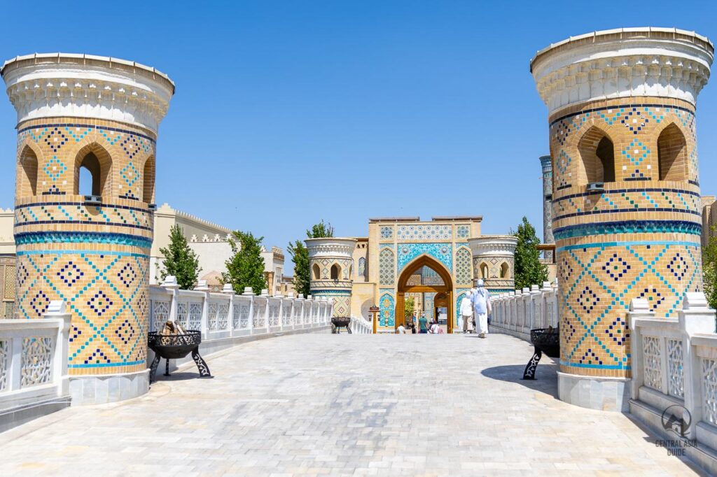 Entrance to eternal city tourist complex in Samarkand