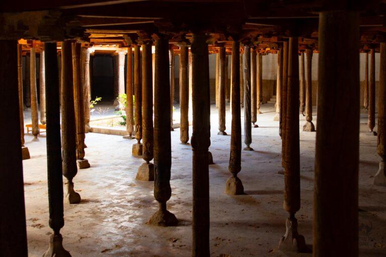 Wooden columns inside Khiva Ichan Kala Juma mosque