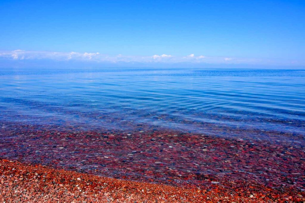 Issyk Kul lake is one of the most instagrammable locations in Kyrgyzstan and Central Asia